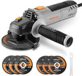8-Amp Angle Grinder: DEKOPRO 4-1/2 inch Electric Corded Grinder Power Tools with Grinding and Cutting Wheels, Auxiliary Handle and Wrench for Cutting, Polishing and Grinding