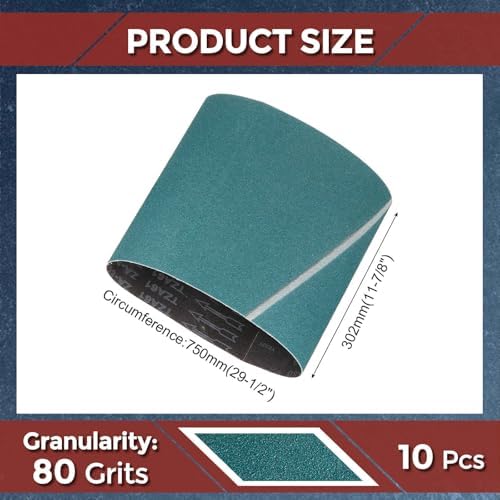 10 Pcs Sanding Belts 11-7/8 x 29-1/2 Inch 80 Grit Zirconia