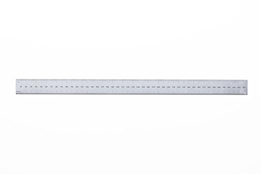 PEC Tools 18"/450mm Rigid Metal Ruler, Satin Chrome Carbon Steel Machinist Rule, Decimal & Metric Graduation (1/10", 1/100", 0.5mm, 1mm), Fully Hardened and Tempered, Made in USA