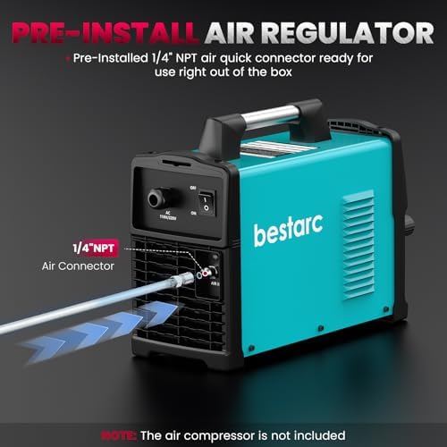 Bestarc Plasma Cutter Machine, 65Amps HF Pilot Arc, 110/220V, Air Sensor
