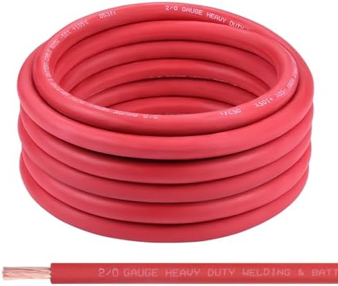 2/0 Gauge Battery Cable, 30FT Red 2/0 AWG Pure Copper Wire Welding Cable, for Automotive, Battery, Solar and Generator, Standard USA OFC Wire
