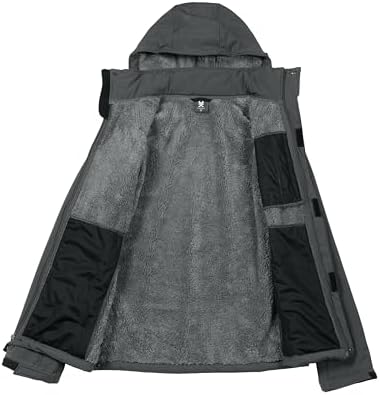 Little Donkey Andy Men's Warm Sherpa Lined Winter Softshell Jacket Windproof Mountain Ski Snow Coat with Removable Hood