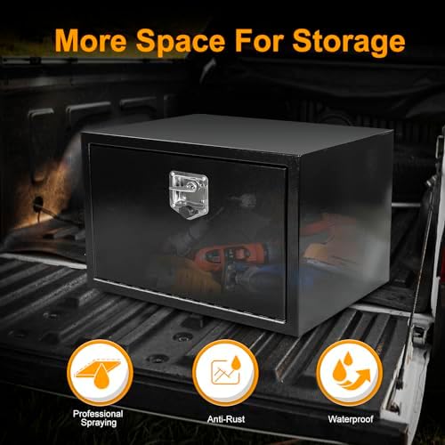 36 Inch Underbody Truck Box Steel Storage Tool Box,36 x 18 x 18 Tool Chest Organizer w/Lock and Keys For Pickup,Truck Bed, RV, Trailer,Heavy Duty Waterproof Black box