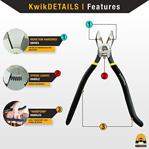 KwikSafety - Charlotte, NC - PINZA Ironworker Pliers Spring Loaded Action Side Cutters Steel Rebar Wire Cutters Bi-Material Tempered Handles & Aggressive Cross-Hatched Knurl Lineman Pliers