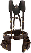 OX Drywall Tool Belt + Suspenders - Leather Tool Pouch Rig - Size XL