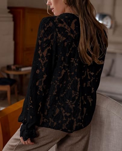 PRETTYGARDEN Women's Fall Trendy Long Sleeve Lace Tops