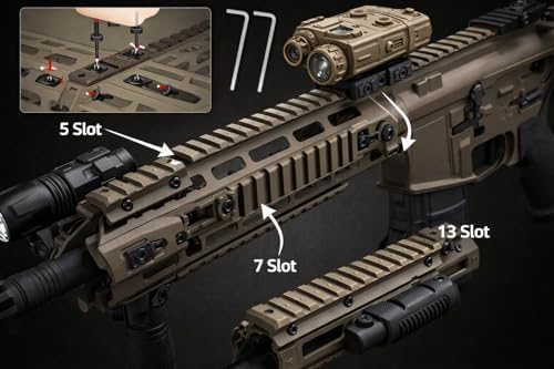 Gotical 13 Slots MLOK Picatinny Rail Section for M-Lok Handguard Flat Dark Earth Fit for 21mm Picatinny/Weaver Rails