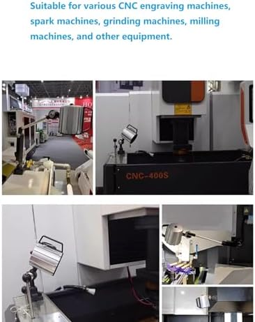 Led Machine Lights IP68,12W 24VV Adjustable Aluminum Alloy Industrial Lighting LED Work Light for Lathe, CNC Milling Machine, Drilling Machine - Short Arm (12)