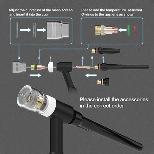 123 Pcs TIG Welding Torch Kit - Alumina Nozzle, Collets, Stubby Gas Lens #12 Heatproof Glass Cup, Consumables for WP-17/18/26
