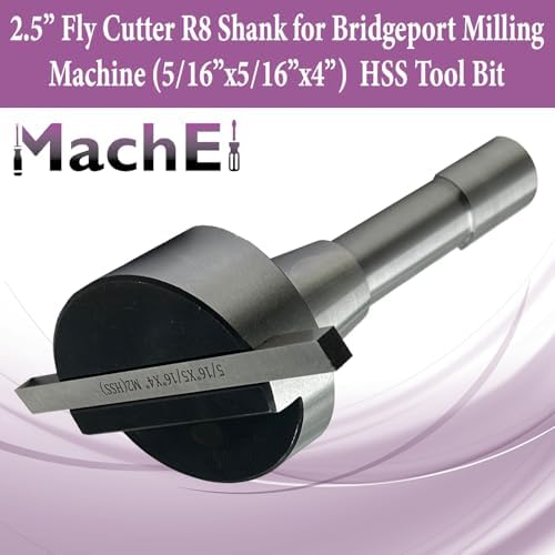 MachEl 2.5-Inch Fly Cutter with R8 Shank for Bridgeport Milling Machines – Includes 5/16" x 5/16" x 4" HSS Tool Bit