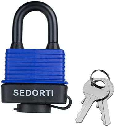 SEDORTI Colored Waterproof Padlocks, Blue-Covered Laminated Steel Lock, Same Color with Same Key, Keyed Alike Outdoor Locks, Can Be Used as Lockout Tagout Lock, Pack of 12