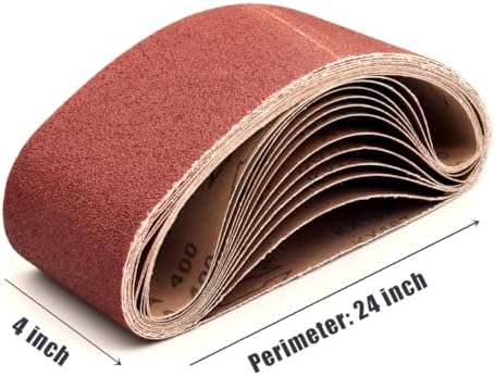 4x24 Inch Sanding Belts, Aluminum Oxide, 40/60/80 Grit Coarse Set, 18 Pack