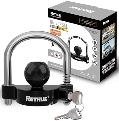 RETRUE Universal Trailer Coupler Lock, 2PC Key Alike Hitch Ball Lock, Black
