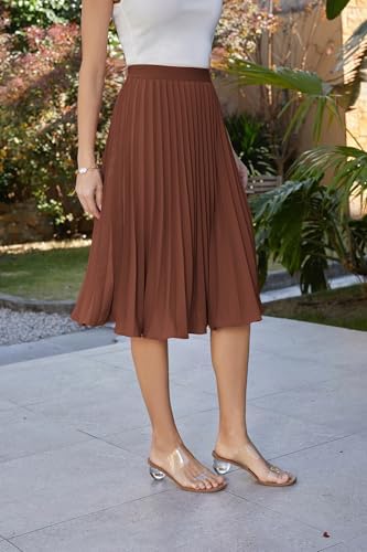 GRACE KARIN Pleated Midi Skirt for Women Chiffon A-Line Outfits