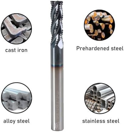 1/4" 4 Flute Roughing End Mill AlTiN Coated Carbide, 1Pcs