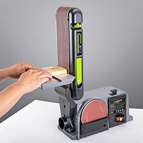 Genesis GBDS430 Benchtop Belt & Disc Sander | 4 × 36-Inch Tilting Sanding Belt | 6-Inch Sanding Disc | 4.3A Induction Motor | Cast-Aluminum Tilting Table | Miter Gauge