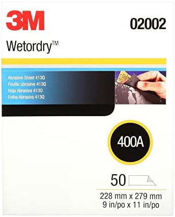 3M Wetordry Abrasive Sheet, 413Q, 02002, 400+ Grade, 9 in x 11 in