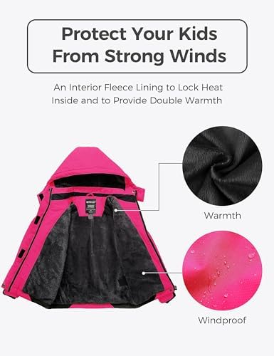 wantdo Girls Winter Ski Coat Fleece Snowboarding Jacket Waterproof 10000mm