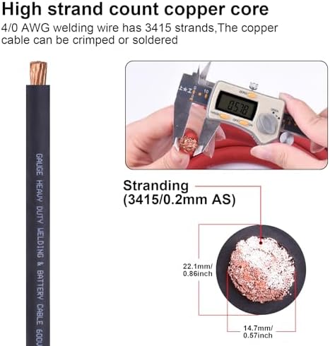 iGreely 4/0 Gauge Wire,4/0 AWG 20 Feet Black Flexible Copper Welding Battery Cables for Automotive Inverter Solar system Marine,5pcs 5/16""&5pcs 3/8"" Copper Terminal Cable Lug+Heat Shrink Tubing