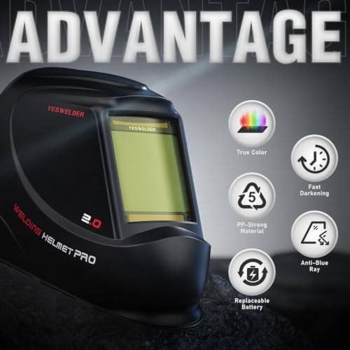YESWELDER Auto Darkening Welding Helmet, Large View, LYG-M800H-LK