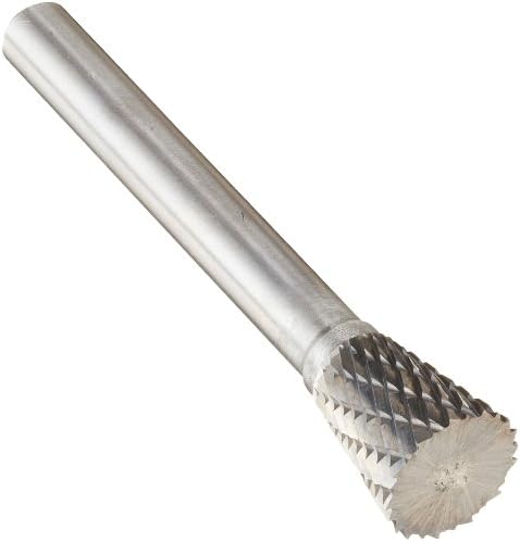 Drill America SN-4 Carbide Burr/Rotary File Inverted Cone Double Cut for Die Grinder 1/2" Dia. x 1/2" Cut Length with 1/4" Shank and 2-1/4" Overall Length, DUL Series