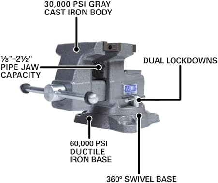 Wilton Reversible Bench Vise, 5.5" Jaw Width, 6.75" & 10.75" Jaw Opening, 3.75" Throat (4550R)