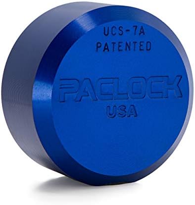 PACLOCK's 7-Series Flat Back Puck w/Tapped Holes, UCS, High Performance 6-Pin Cylinder, Keyed Differently w/ 2 Keys, Blue