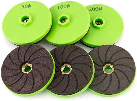 LOZLIN Diamond Polishing Pads, 3 Pack 4 Inch, for Tile, Marble and Granite, Chamfering, Edge Shaping, 50/100/200 Grit, Angle Grinder