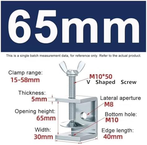 1PCS Galvanized Carbon Steel Tiger Clamp Multiple Shapes Open Height 20-130MM Thickened Material Fixed Fixture Clamping Device(65MM,V Type)