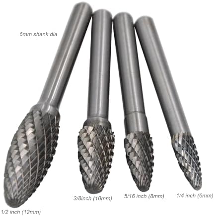 10Pcs/set 3/8 Dia. Solid Carbide Convex Concave Burrs Heavy DutyTungsten Grinding Cutting Heads Chamfering Abrasion Industrial Deburring Rotary Tools for Oblong Slots Holes