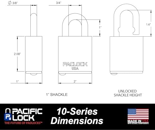 PACLOCK's 10-Series Universal Jobsite Box Lock, High Security Rotating Disc, Manufacturer-Controlled Key Assigning, Exclusive Key Number, U-Pick! Keyed Alike w/ 1 Key, Blue