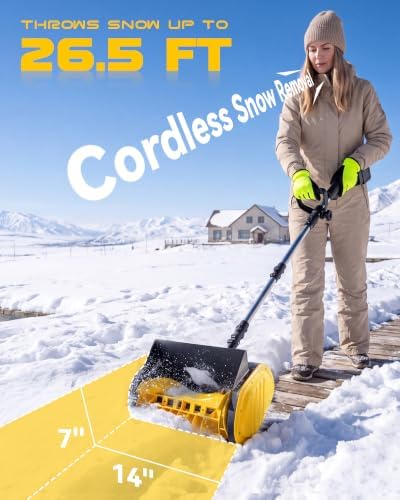 Cordless Snow Shovel 14 inch, 2×4.5Ah Brushless Snow Blower Removal
