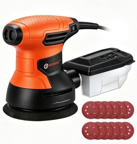 5-inch Orbital Sander, Random Orbit Sander With 6 Variable Speeds, 12pcs Sandpapers, Dust Collection For Woodworking And Sanding