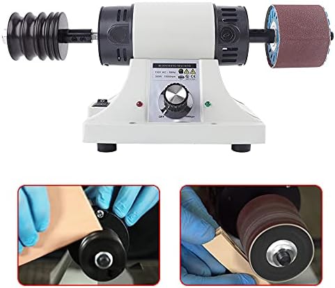 110V 8000RPM Leather Polisher Grinder Machine Leather Edge Grinding Burnishing Tool with 4 Belts Practical for All Vegetable Tanned Leather Products（30*12.6*13cm）
