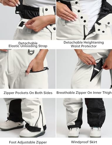 GSOU SNOW Mens Womens Snowboard Pants-Baggy Ski Snow Bibs