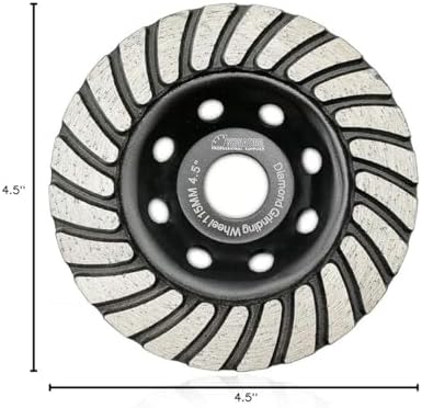 SHDIATOOL 4-1/2 Inch Turbo Row Diamond Grinding Cup Wheel for Concrete Granite Marble Masonry Brick Fits 7/8 Inch-5/8 Arbor Grit40/50