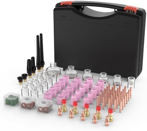 YESWELDER 123 Pcs TIG Welding Torch Stubby Gas Lens Glass Cup Kit
