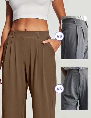 Heathyoga Womens Dress Pants Pull On Stretchy Work Pants Wide Leg Trousers