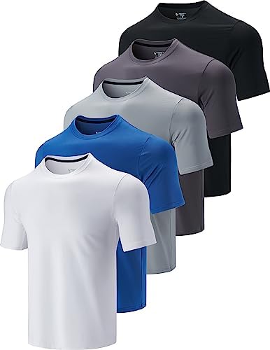 Liberty Imports 5 Pack Men's Active Quick Dry Crew Neck T Shirts
