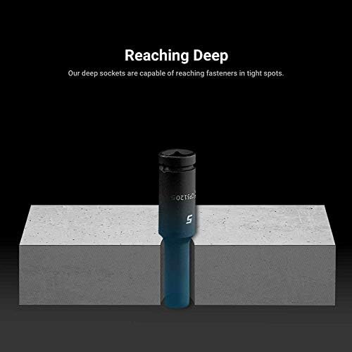 Capri Tools 1/4 in. Drive Shallow and Deep Impact Socket Set, 3/16 to 9/16 in, SAE, 20-Piece with Billet Aluminum Socket Rail