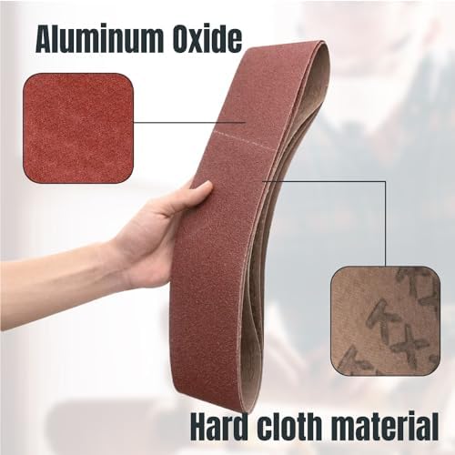 POWERTEC 15PK 4x36 Sanding Belts, 3 Each of 40/80/120/150/240 Grits Aluminum Oxide, 4 x 36 Inch Sanding Belts for Benchtop Belt and Disc Sander, Belt Sandpaper for Woodworking, Metalworking (11011-5)