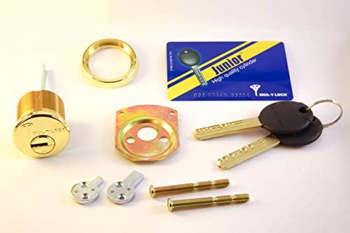 Mul-T-Lock Junior Rim & Mortise Cylinder - 2 Keys, High Security, Brass