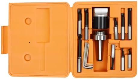 9PCS Boring Head Set Shank Milling Machine Accessories, with Precise Adjustment and Clear Dial, Tool Set for Milling Forming and Drilling Machines,Orange, Black, Silver