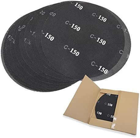 HUAALIUCHE 17" Sanding Screen Discs - Mesh Floor Sanding Screen - Black Silicon Carbide - for Wood Floors (10 Pack, 150 Grit)