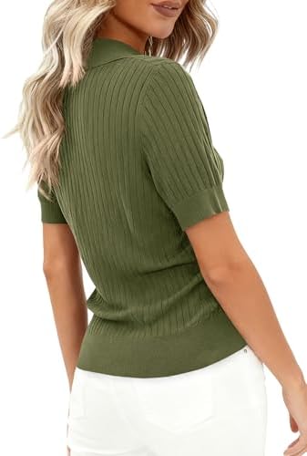 PRETTYGARDEN Women's Short Sleeve Sweater Polo Shirts