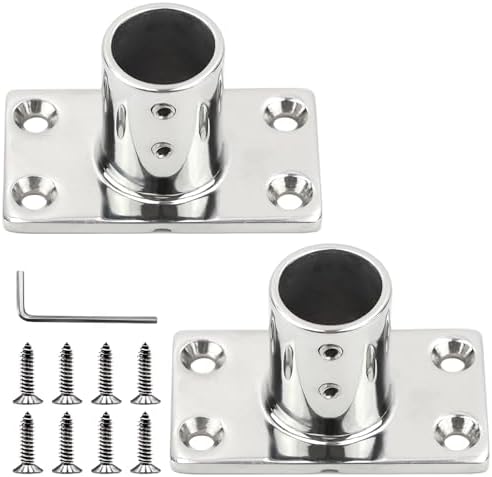 YANYUCB Boat Hand Rail Fitting,316 Stainless Steel Rectangular 60/90 Degree Boat Hand Rail Base(1 inch,1-1/4inch,7/8 inch,1-3/16 inch) with L Shape Hex Key and Screws