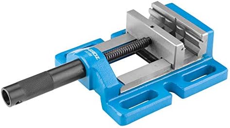 Groz Unigrip Drill Press Vise, 4" Jaw Width, Cast Iron with Precision-Ground Base and Bed, Round Stock Prisms, 3-5/8" Jaw Opening, Bench Drill and Drill Press Workholding (35121)