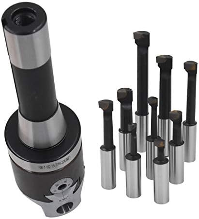 WFLNHB 2 Inch Boring Head R8 Shank 9pcs 1/2 Inch Carbide Boring Bar Set milling Machine Boring Head Set