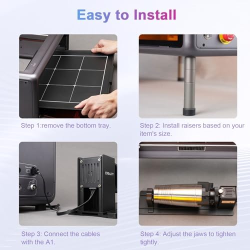Creality Laser Rotary Roller Pro, Y-axis Rotary Chuck for Creality Series Laser Engraver, Suitable for Engraving Cylindrical Objects, Rotary Kit Includes M6 Raiser for Falcon A1, Professional Goggles