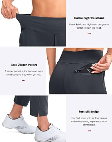 YYV Women's Golf Pants High Waist Stretch Ankle Pants with Pockets